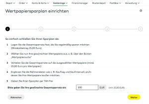 Comdirecxt Wertpapiersparplan Schritt 2